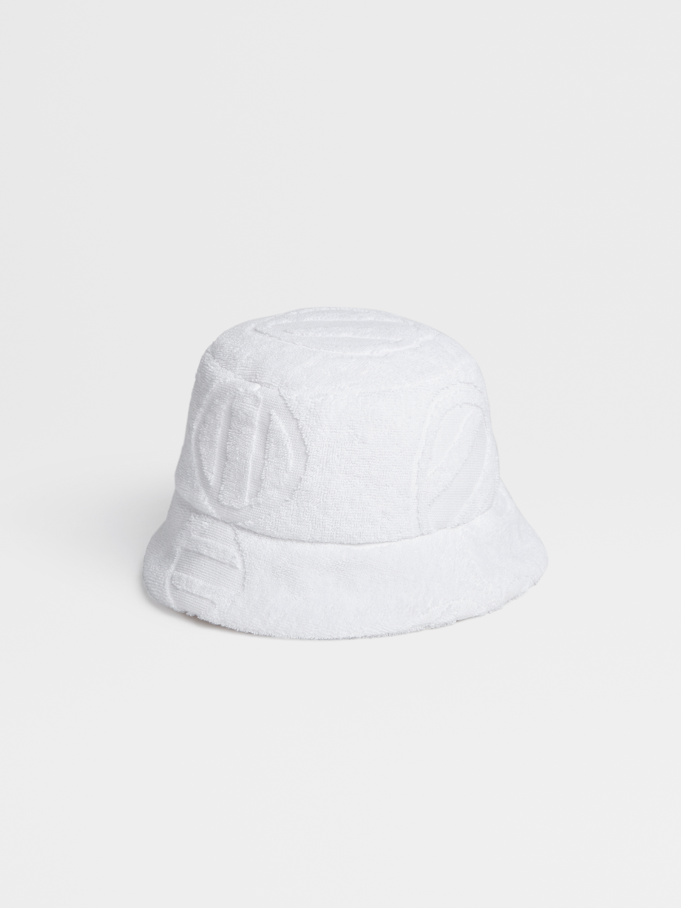 白色棉质毛圈布渔夫帽